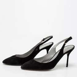 مملوكة مسبقًا صندل سيرجيو روسي سويدي أسود بحزام كاحل مقاس 38