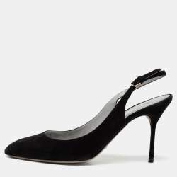 مملوكة مسبقًا صندل سيرجيو روسي سويدي أسود بحزام كاحل مقاس 38