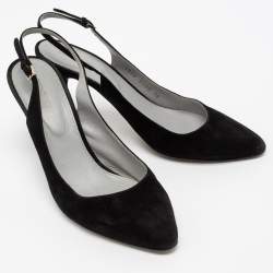 مملوكة مسبقًا صندل سيرجيو روسي سويدي أسود بحزام كاحل مقاس 38