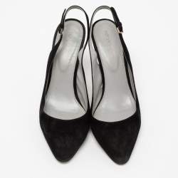 مملوكة مسبقًا صندل سيرجيو روسي سويدي أسود بحزام كاحل مقاس 38