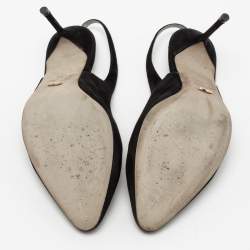 مملوكة مسبقًا صندل سيرجيو روسي سويدي أسود بحزام كاحل مقاس 38