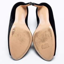 مملوكة مسبقًا حذاء بوت للكاحل جيانفيتو روسي قطيفة أسود مقدمة مفتوحة مقاس 38.5