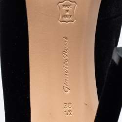 مملوكة مسبقًا حذاء بوت للكاحل جيانفيتو روسي قطيفة أسود مقدمة مفتوحة مقاس 38.5