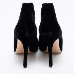 مملوكة مسبقًا حذاء بوت للكاحل جيانفيتو روسي قطيفة أسود مقدمة مفتوحة مقاس 38.5