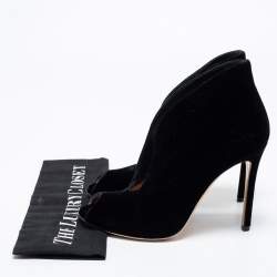 مملوكة مسبقًا حذاء بوت للكاحل جيانفيتو روسي قطيفة أسود مقدمة مفتوحة مقاس 38.5