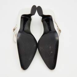 مملوكة مسبقًا Sergio Rossi White Leather Betty Mary Jane Block Heel Pumps Size 36.5