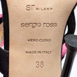 Pre Owned Sergio Rossi Black/Pink Suede Embellished Ankle Strap Sandals Size 38