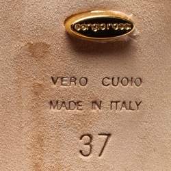 Pre Owned Sergio Rossi Black Leather Pointed Toe Bon Ton Slingback Sandals Size 37