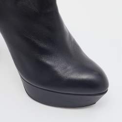Pre Owned Sergio Rossi Black Leather Platform Booties Size 38