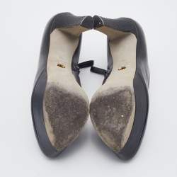 Pre Owned Sergio Rossi Black Leather Platform Booties Size 38