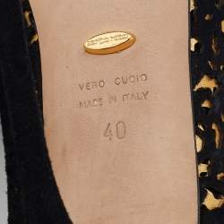 مملوكة مسبقًا Sergio Rossi Black Suede Laser Cut Peep Toe Pumps Size 40