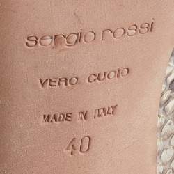 مملوكة مسبقًا Sergio Rossi Grey/Off-White Python Leather Open Toe Slingback Sandals Size 40