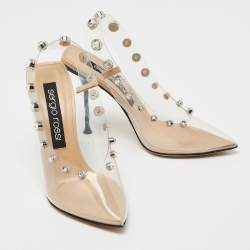 Sergio Rossi Transparent PVC Studded Slingback Pumps Size 40