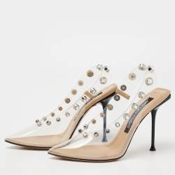 Sergio Rossi Transparent PVC Studded Slingback Pumps Size 40