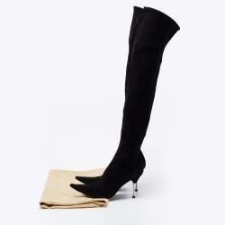 Pre Owned Sergio Rossi Black Suede Thigh High Boots Size 41