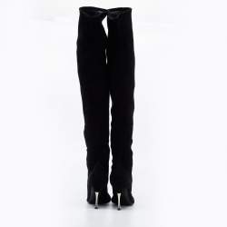Pre Owned Sergio Rossi Black Suede Thigh High Boots Size 41