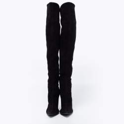 Pre Owned Sergio Rossi Black Suede Thigh High Boots Size 41