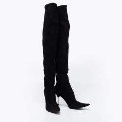 Pre Owned Sergio Rossi Black Suede Thigh High Boots Size 41