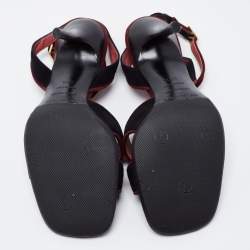 Pre Owned Sergio Rossi Black/Brown Velvet Ankle Strap Sandals Size 36.5