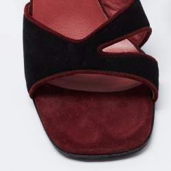 Pre Owned Sergio Rossi Black/Brown Velvet Ankle Strap Sandals Size 36.5