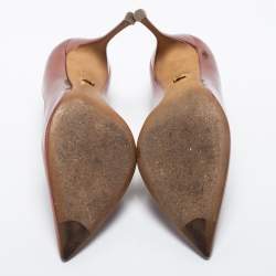 مملوكة مسبقًا Sergio Rossi Metallic Brown Patent Leather Pointed Toe Pumps Size 38