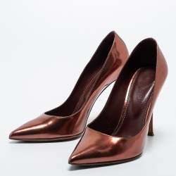 مملوكة مسبقًا Sergio Rossi Metallic Brown Patent Leather Pointed Toe Pumps Size 38