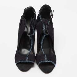 Pre Owned Sergio Rossi Black Suede Crystal Embellished Ankle Strap Sandals Size 42