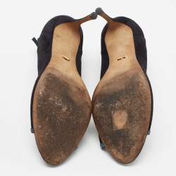 Pre Owned Sergio Rossi Black Suede Crystal Embellished Ankle Strap Sandals Size 42