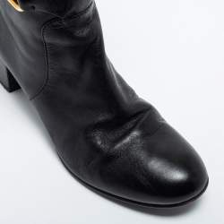 Pre Owned Sergio Rossi Black Leather Mid Calf Boots Size 39