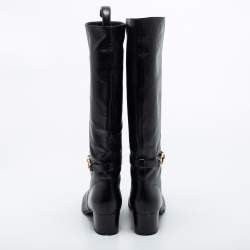 Pre Owned Sergio Rossi Black Leather Mid Calf Boots Size 39
