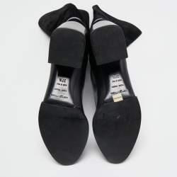 Pre Owned Sergio Rossi Black Leather and Suede Mild Calf Boots Size 37.5