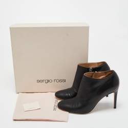 Pre Owned Sergio Rossi Black Leather Booties Size 37