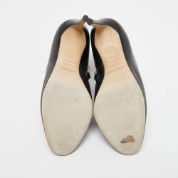 Pre Owned Sergio Rossi Black Leather Booties Size 37