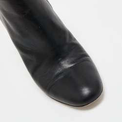 Pre Owned Sergio Rossi Black Leather Booties Size 37