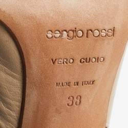 Pre Owned Sergio Rossi Cream Leather Pointed Toe Slingback Pumps Size 38