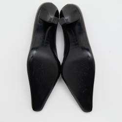 Pre Owned Sergio Rossi Black Leather Pointed Toe Mary Jane Pumps Size 37.5