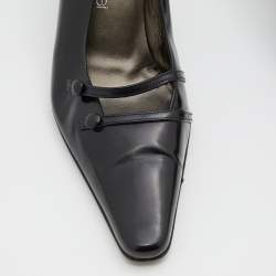 Pre Owned Sergio Rossi Black Leather Pointed Toe Mary Jane Pumps Size 37.5