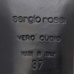 Pre Owned Sergio Rossi Blue/Black Python Leather Kitten Heel Mules Size 37