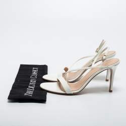 Pre Owned Sergio Rossi Off-White Patent Leather Manhattan Sandals Size 38