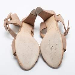 مملوكة مسبقًا Sergio Rossi Beige Suede Ankle Strap Sandals Size 37.5