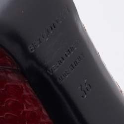 Sergio Rossi Dark Red Python Leather Peep Toe Pumps Size 36