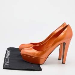 Pre Owned Sergio Rossi Orange Patent Leather Platform Pumps Size 41