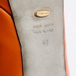 Pre Owned Sergio Rossi Orange Patent Leather Platform Pumps Size 41