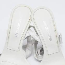 Sergio Rossi White Leather Ankle Wrap Sandals Size 38