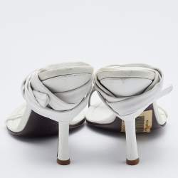 Sergio Rossi White Leather Ankle Wrap Sandals Size 38