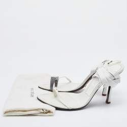 Sergio Rossi White Leather Ankle Wrap Sandals Size 38