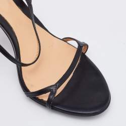 Pre Owned Sergio Rossi Black Leather Strappy Sandals Size 37