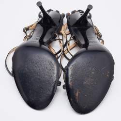 Pre Owned Sergio Rossi Black Leather Strappy Sandals Size 37