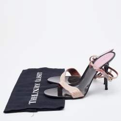 Pre Owned Sergio Rossi Pink Croc Embossed Leather Ankle Strap Sandals Size 38