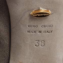 Pre Owned Sergio Rossi Grey Suede and Leather Ankle Length Boots Size 38